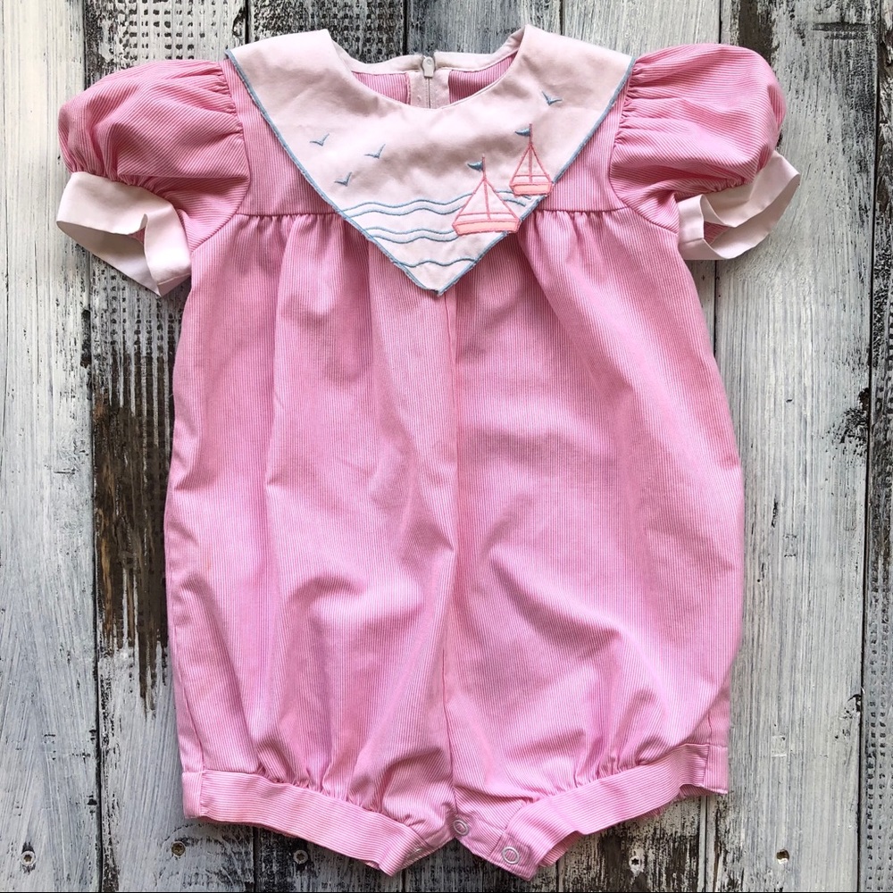 70’s/80’s Vtg Pink stripe Romper